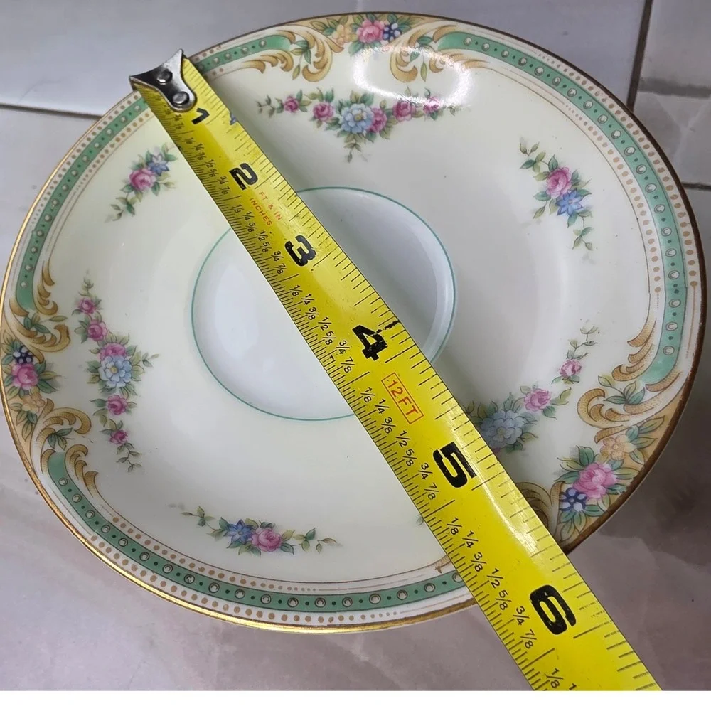 Vintage Noritake Plaza China‎ Saucers Set of 5 Floral Gold Trim Japan 5.5 Inch
